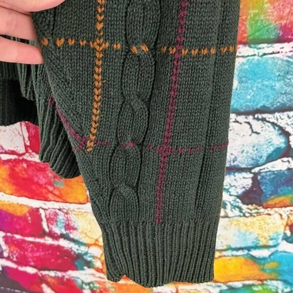 Vintage New River for J. Riggings Cableknit V-Neck Chunky Sweater Size Large - Picture 3 of 5